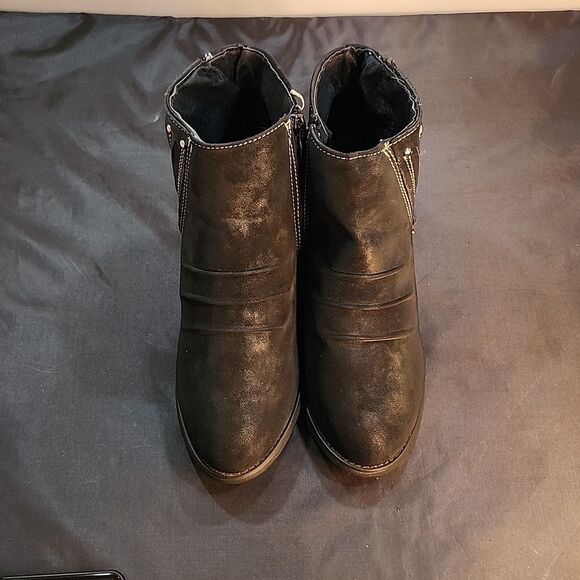 ROCKOMI WOMENS ANKLE  COMFORT CHUNKY HEEL ANKLE with ZIPPER BOOTIE - Picture 3 of 14